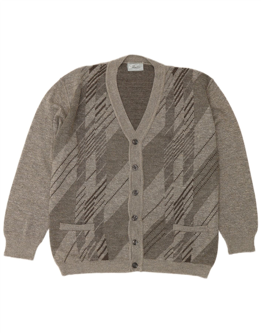 Sweter męski Rodes XL, szary, geometryczny, wełniany