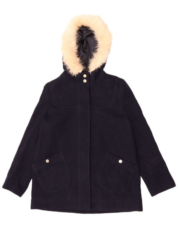 Topshop Womens Hooded Oversized Parka Jacket UK 10 Small Navy Blue