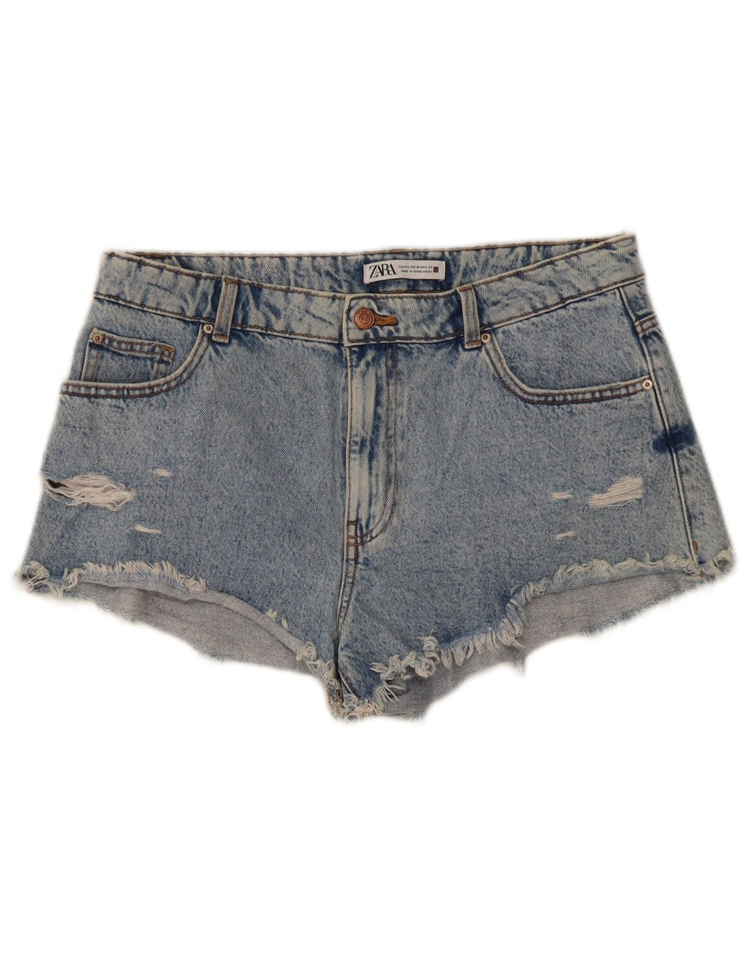 Damskie spodenki jeansowe Zara w trudnej sytuacji EU 42, duże W32, niebieskie