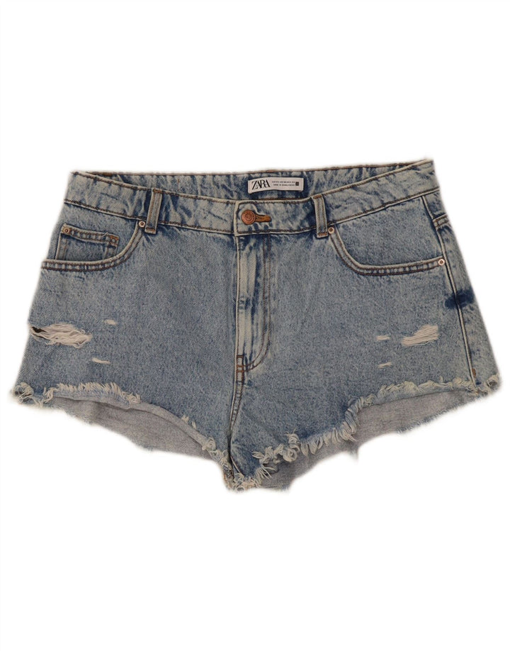 Damskie spodenki jeansowe Zara w trudnej sytuacji EU 42, duże W32, niebieskie