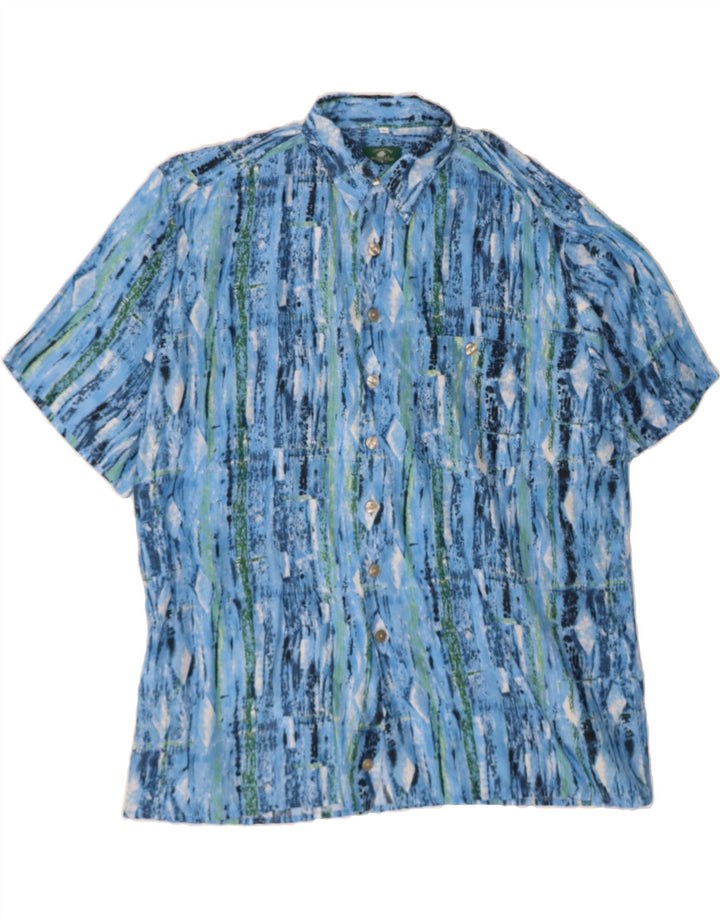 CASUALLAND Mens Abstract Pattern Short Sleeve Shirt XL Blue Vintage Casualland and Second-Hand Casualland from Messina Hembry 