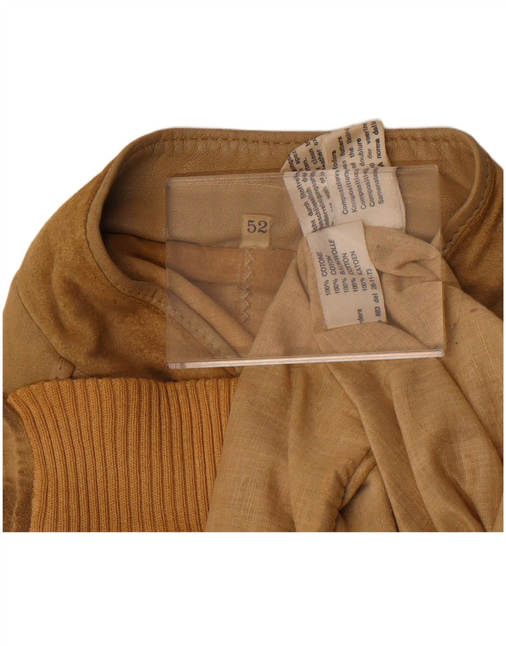 Męska zamszowa kurtka bomber w stylu vintage IT 52 XL, brązowa bawełna