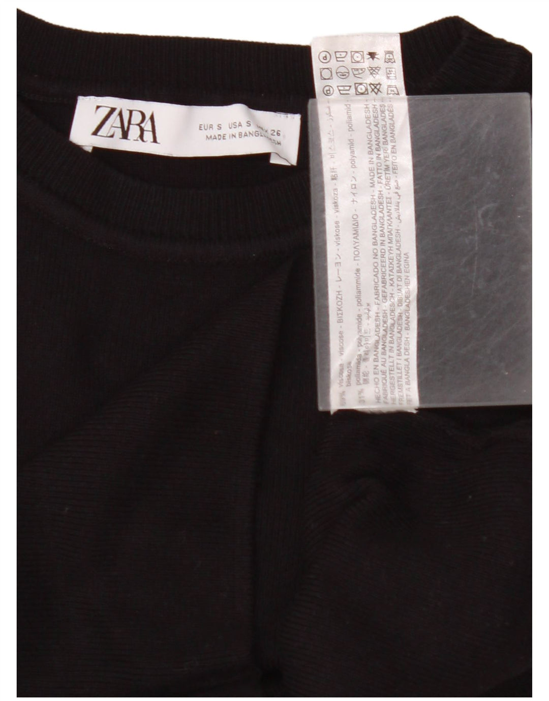 Damski podkoszulek ZARA Crop Vest UK 8 Small, czarna wiskoza