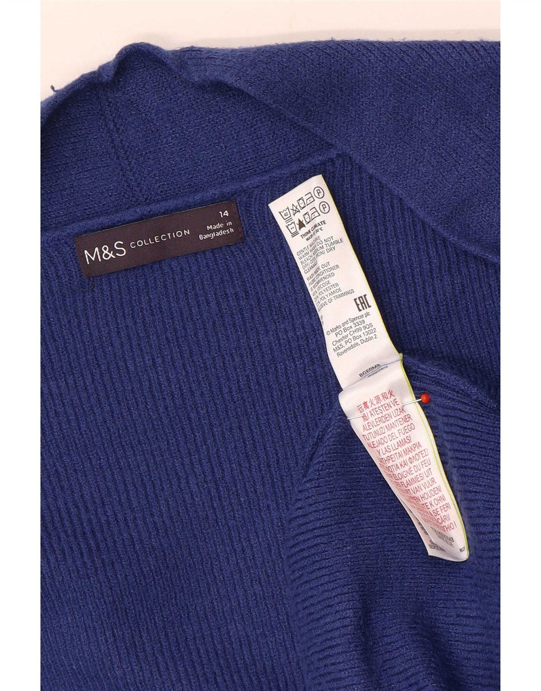 Marks & Spencer Damski długi sweter rozpinany UK 14, duży niebieski