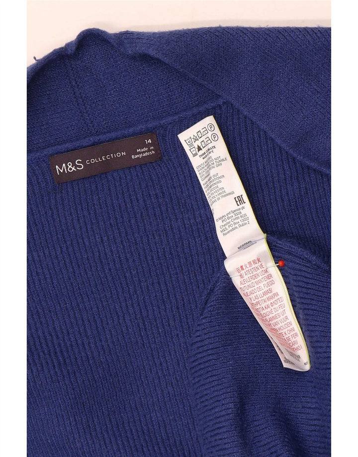 Marks & Spencer Damski długi sweter rozpinany UK 14, duży niebieski