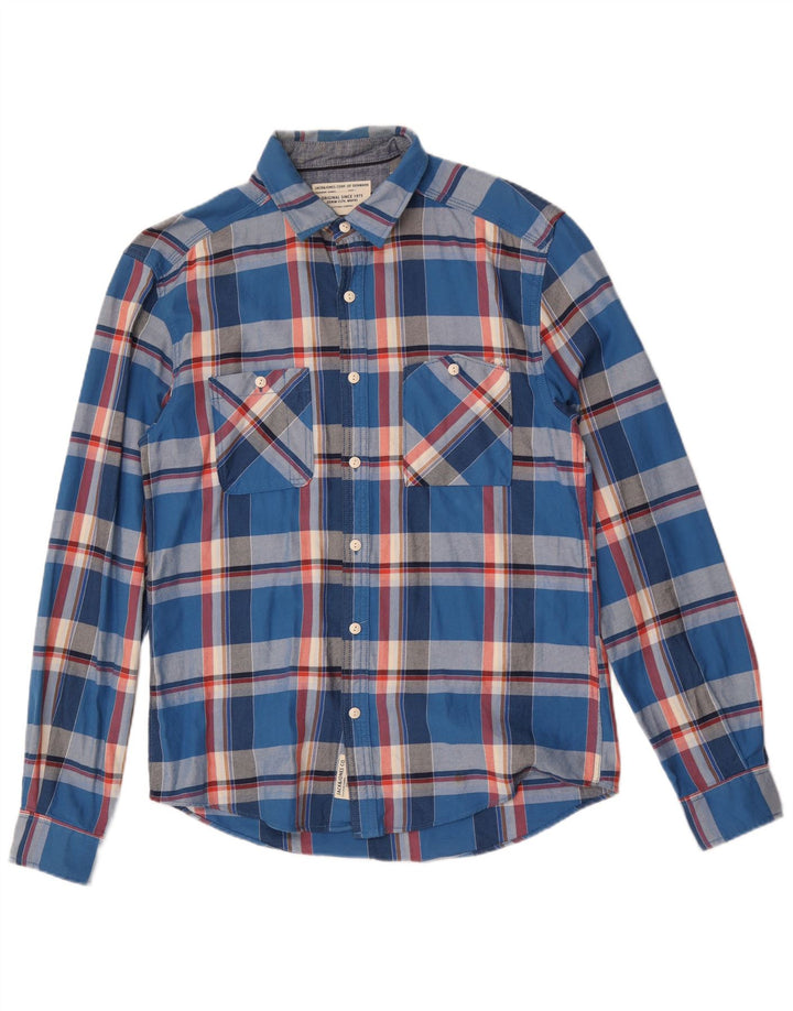 Męska koszula flanelowa Jack & Jones w dużą niebieską kratę, bawełniana