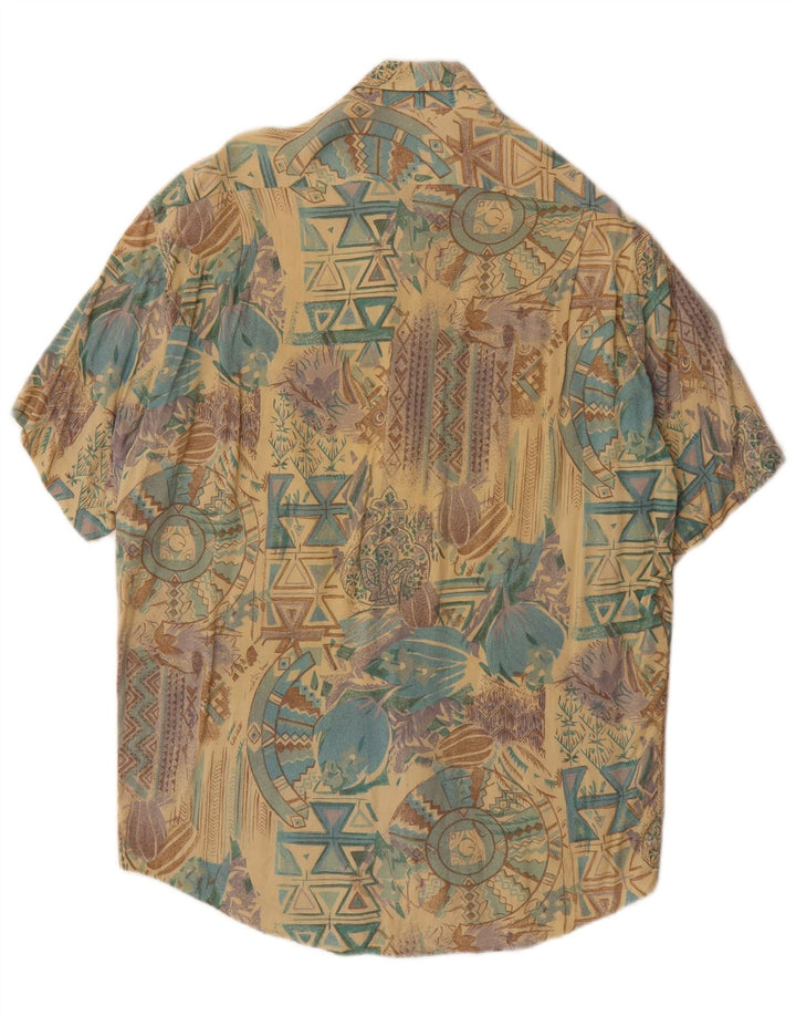 Koszula męska z krótkim rękawem w stylu vintage, duża, wielobarwna, geometryczna