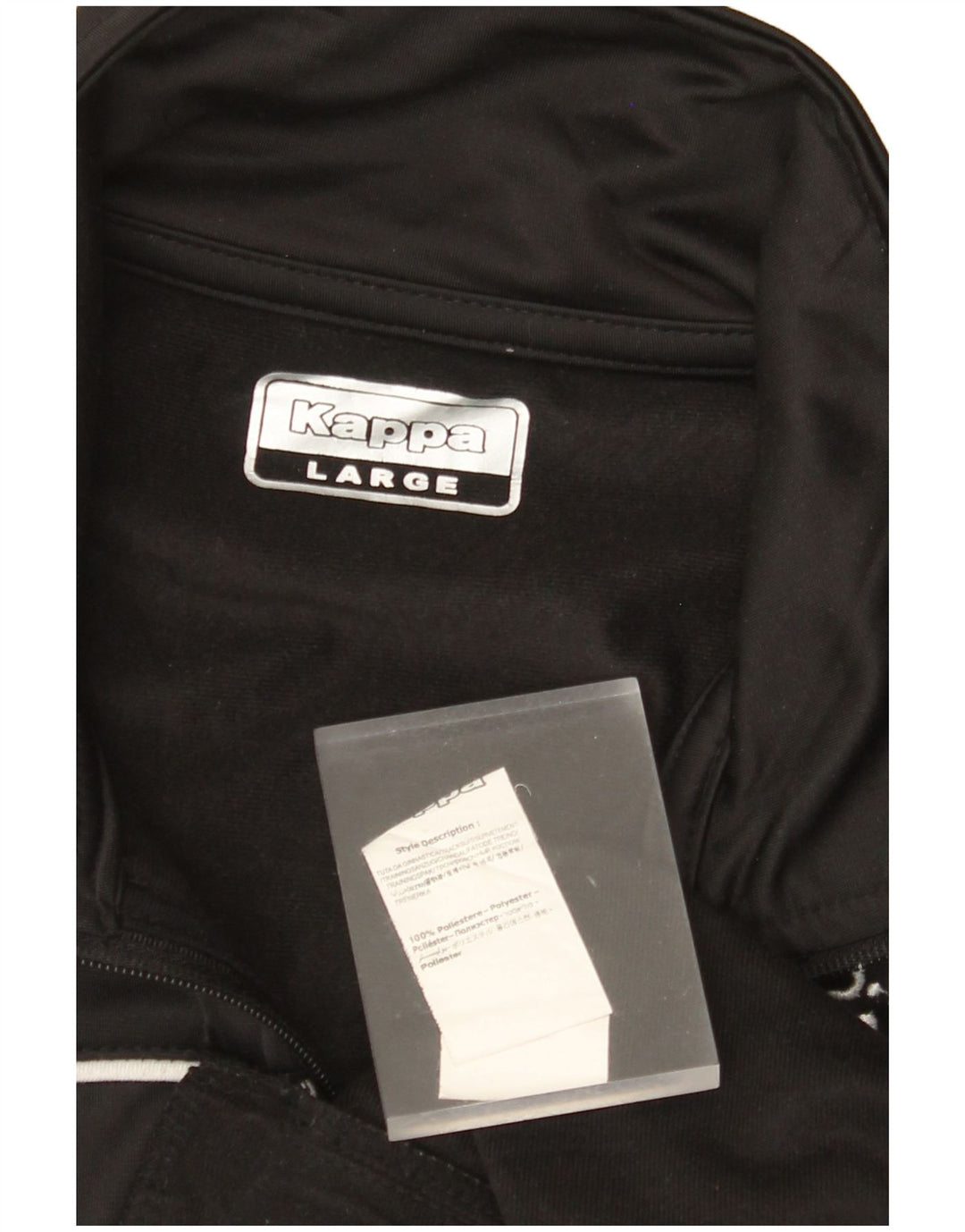 Męska kurtka dresowa KAPPA z grafiką, duża, czarna, poliester