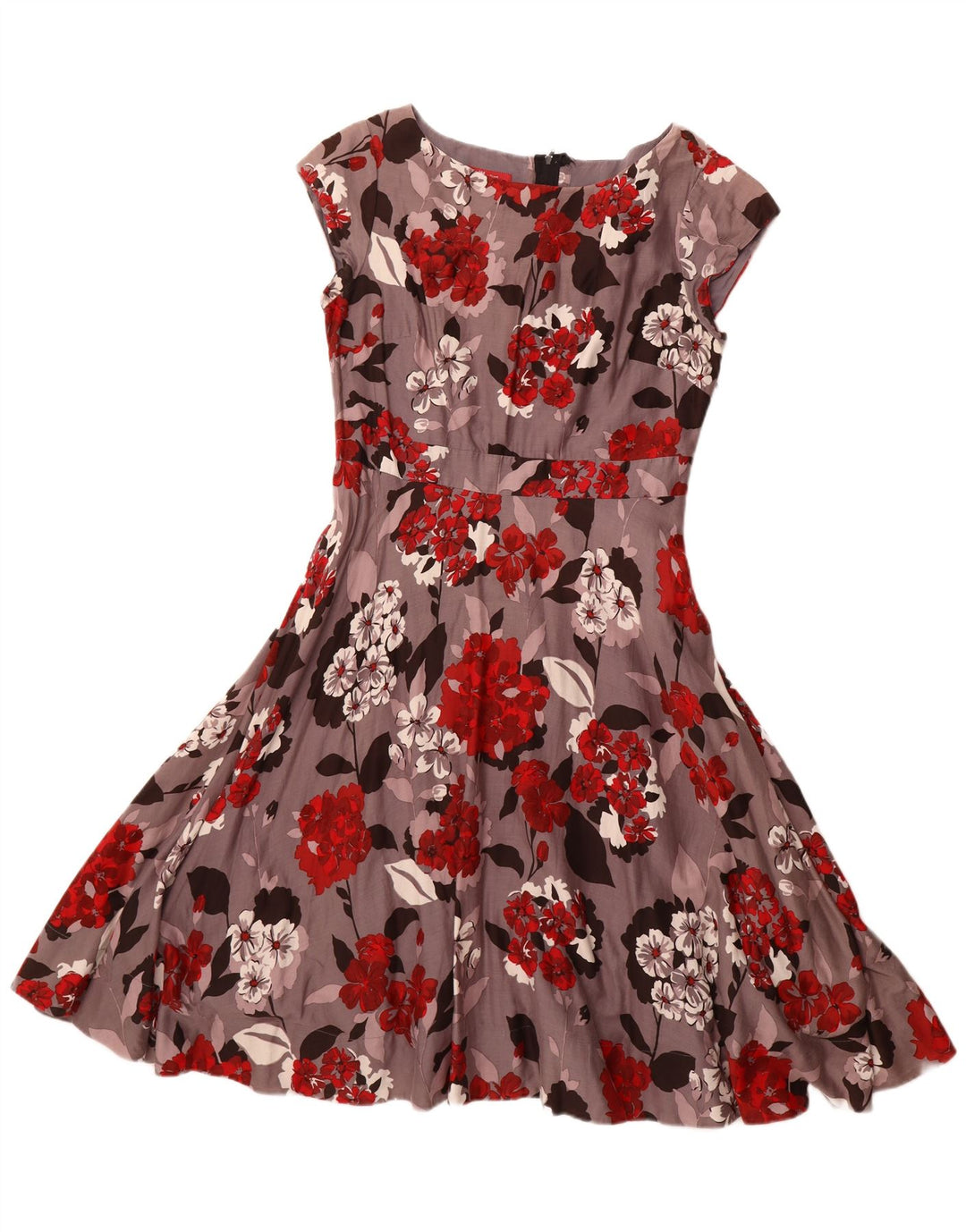 MONSOON Womens A-Line Dress UK 14 Medium  Grey Floral Cotton