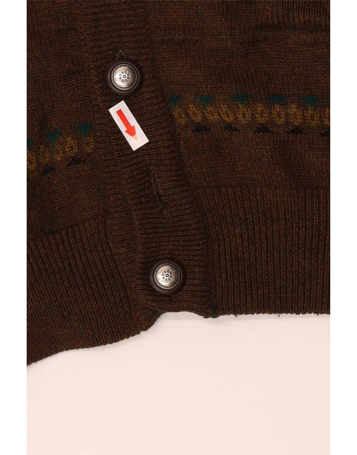 Vintage męski sweter rozpinany IT 50 w średnie brązowe paski