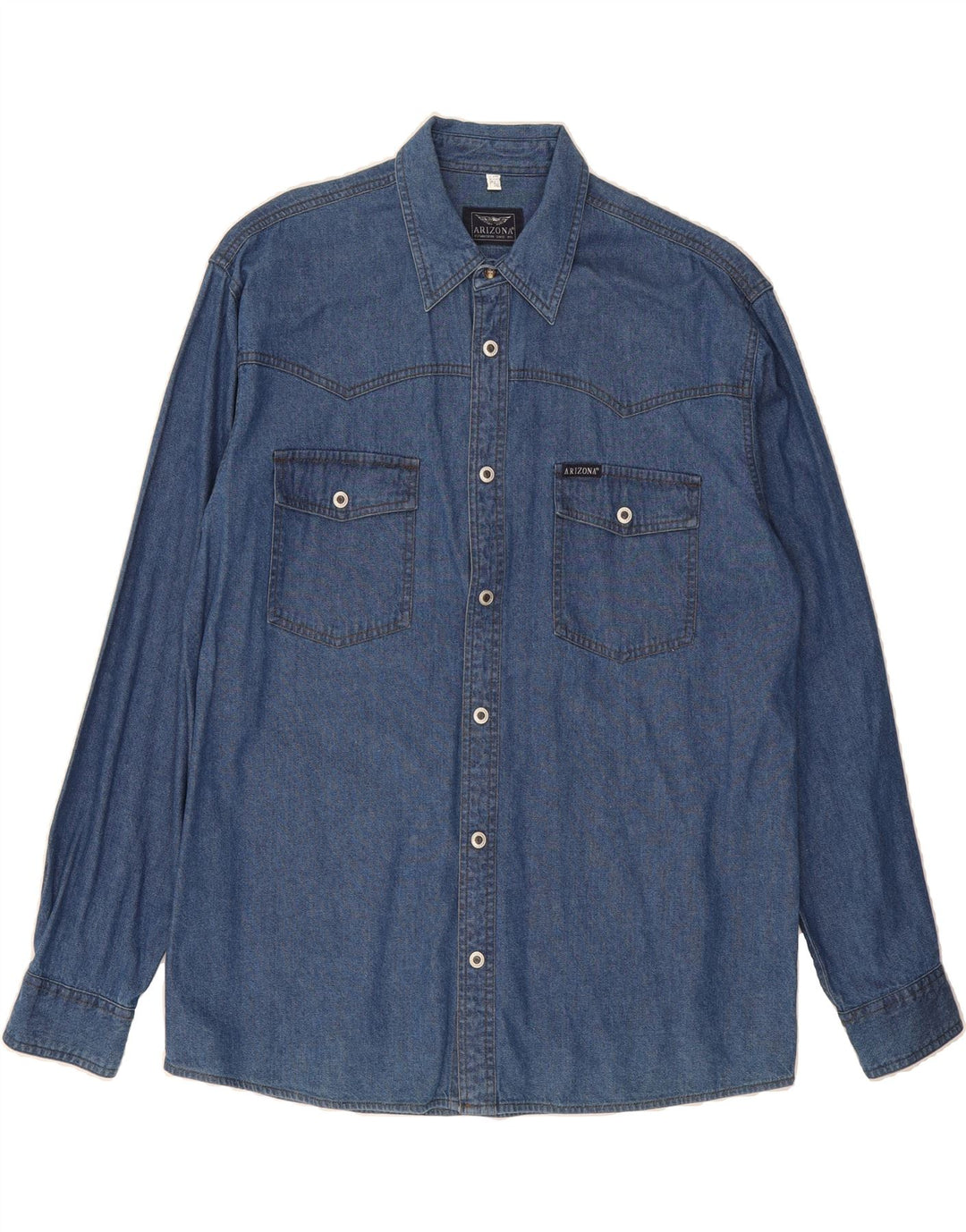 ARIZONA Mens Denim Shirt Size 15 1/2 Medium Blue Cotton Vintage Arizona and Second-Hand Arizona from Messina Hembry 