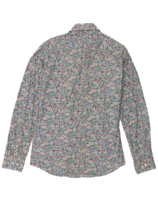 Koszula męska w stylu vintage, rozmiar 39/40, średnia, wielokolorowa, bawełniana w kwiaty