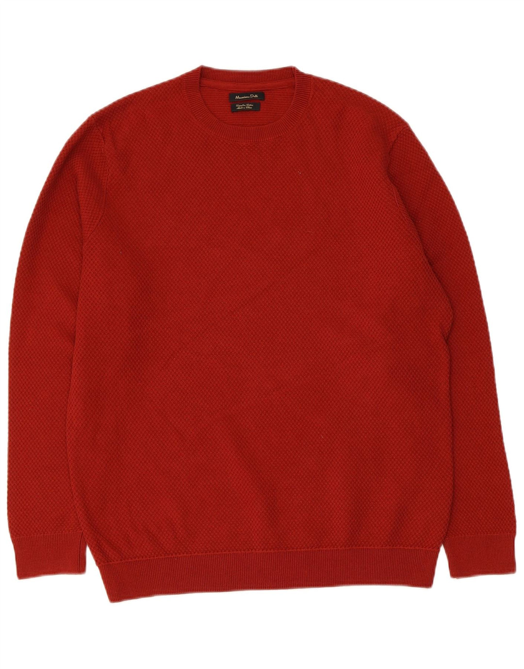 Męski sweter Massimo Dutti z okrągłym dekoltem, średniej wielkości bordowa bawełna