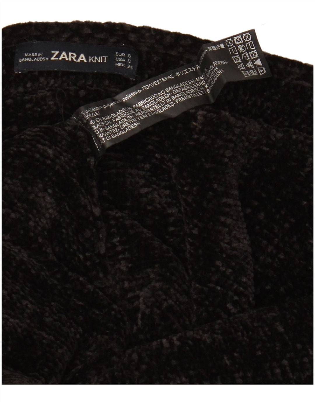Damski sweter oversize z dekoltem w łódkę Zara UK 10, mały, czarny poliester