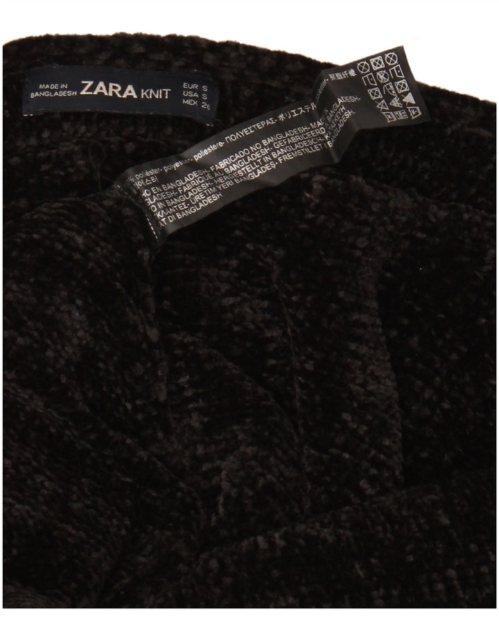 Damski sweter oversize z dekoltem w łódkę Zara UK 10, mały, czarny poliester