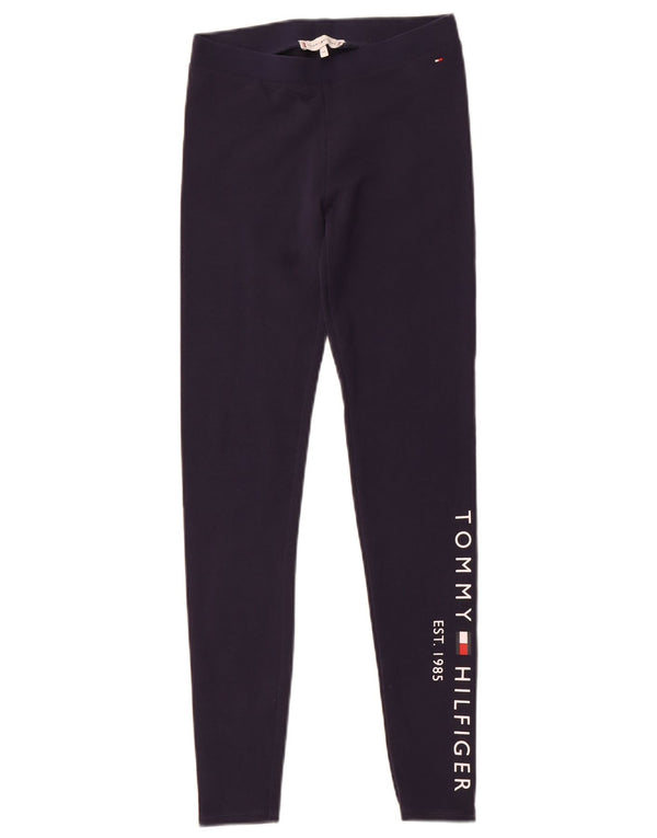 Legginsy dziewczęce Tommy Hilfiger z grafiką 13-14 lat, granatowe, bawełniane