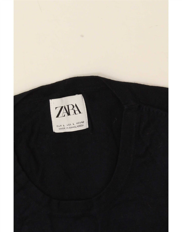 Męski sweter Zara z okrągłym dekoltem, duży, czarny