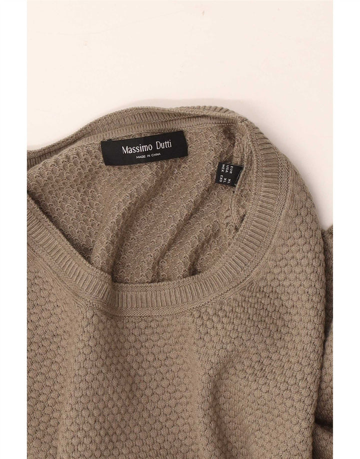 Męski sweter z okrągłym dekoltem Massimo Dutti XL, beżowy