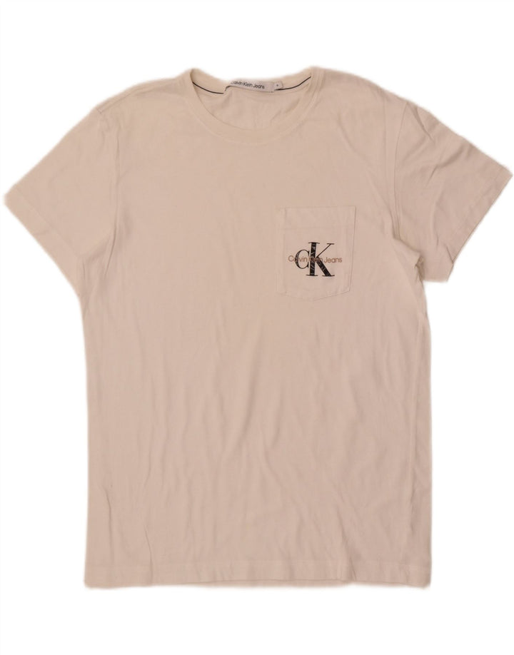 Męska koszulka graficzna Calvin Klein Jeans Top Medium Off White