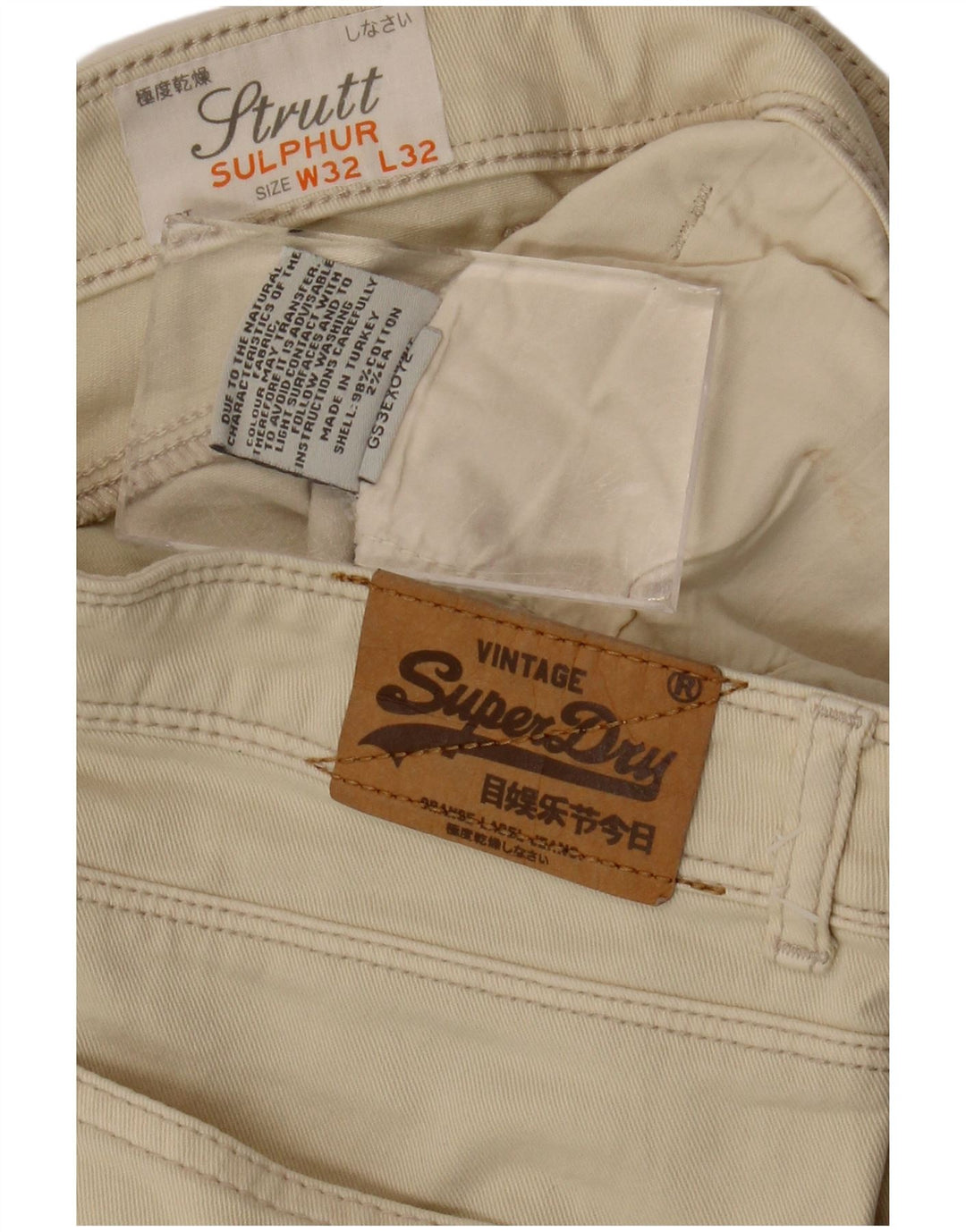 Damskie jeansy Superdry Slim W32 L25 Beżowa bawełna
