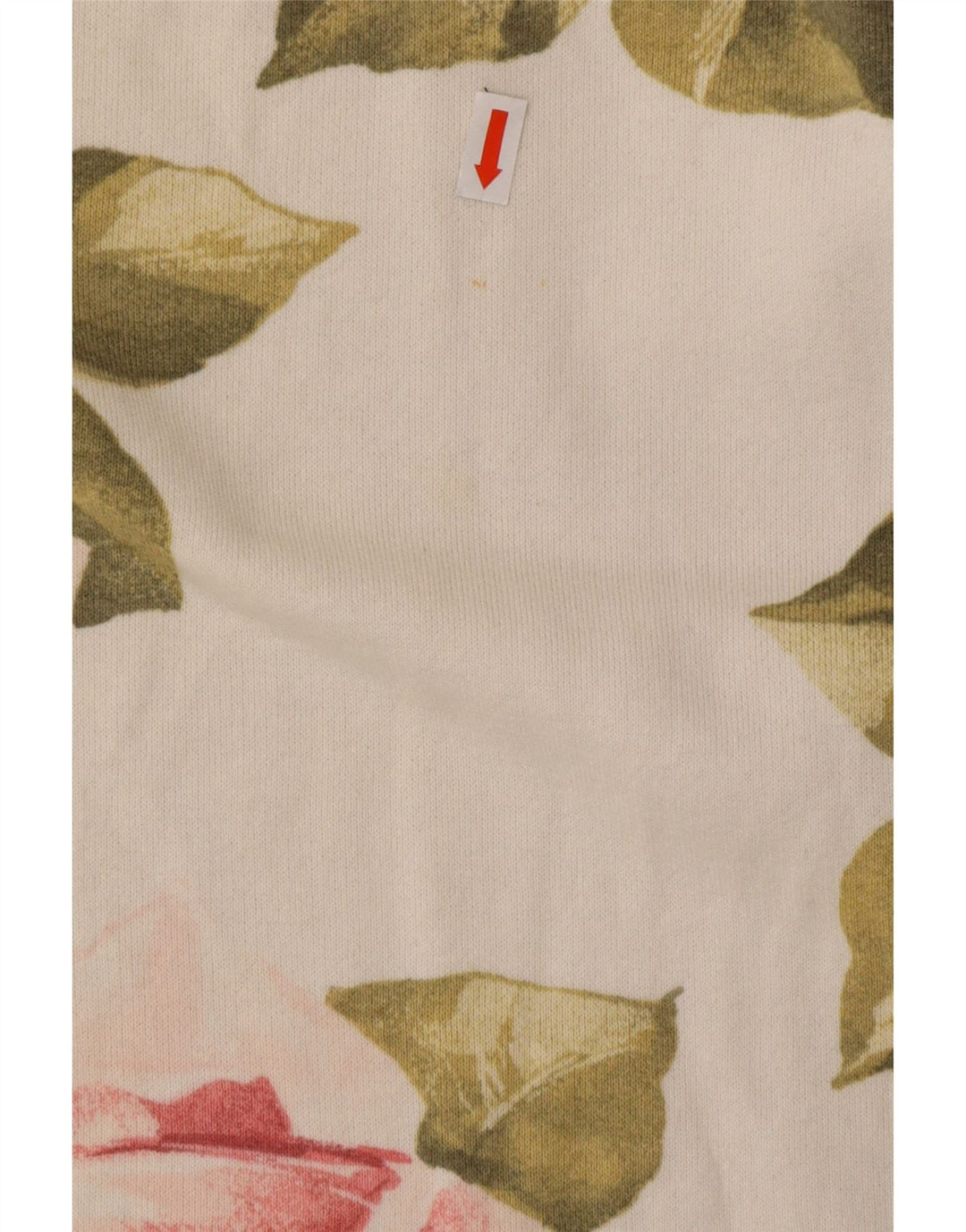 Top damski VINTAGE z długim rękawem UK 16, duży, złamanej bieli, bawełniany w kwiaty