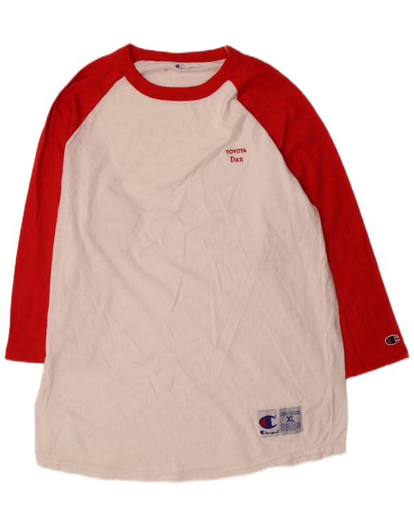 Damska sukienka T-shirt z długim rękawem Champion UK 18 XL Biała bawełna z blokami kolorów