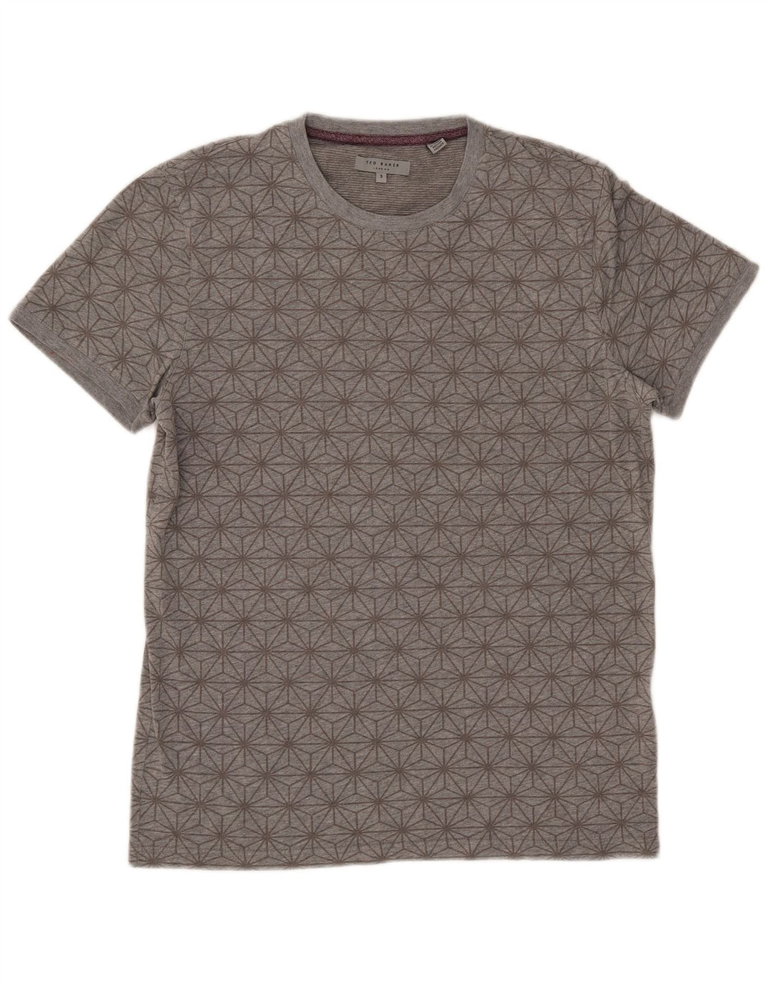 Męski T-shirt Ted Baker, rozmiar 3, średnioszary, z geometrycznej bawełny