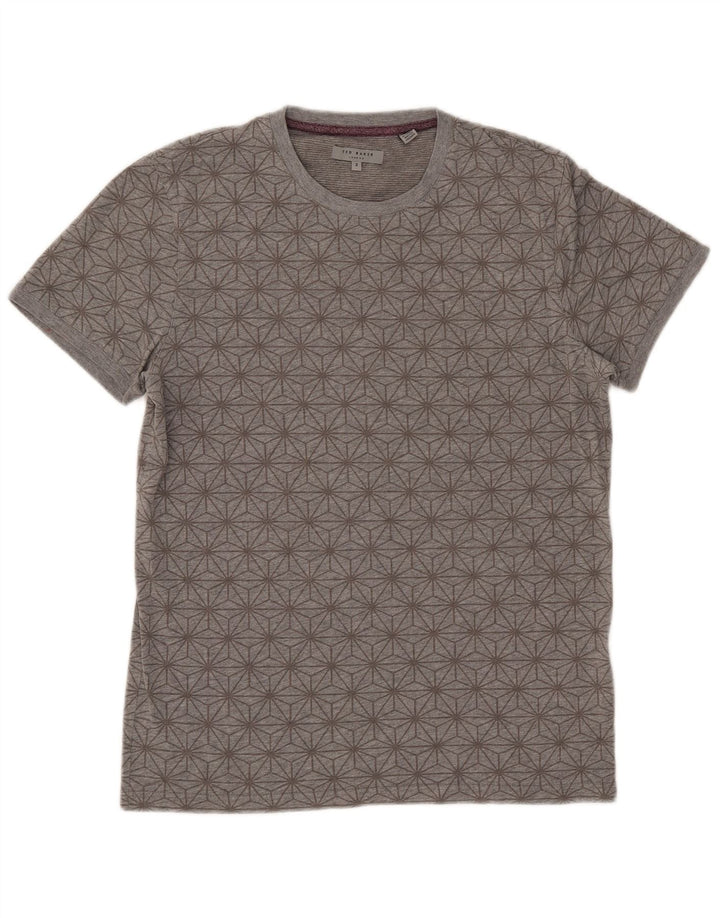 Męski T-shirt Ted Baker, rozmiar 3, średnioszary, z geometrycznej bawełny