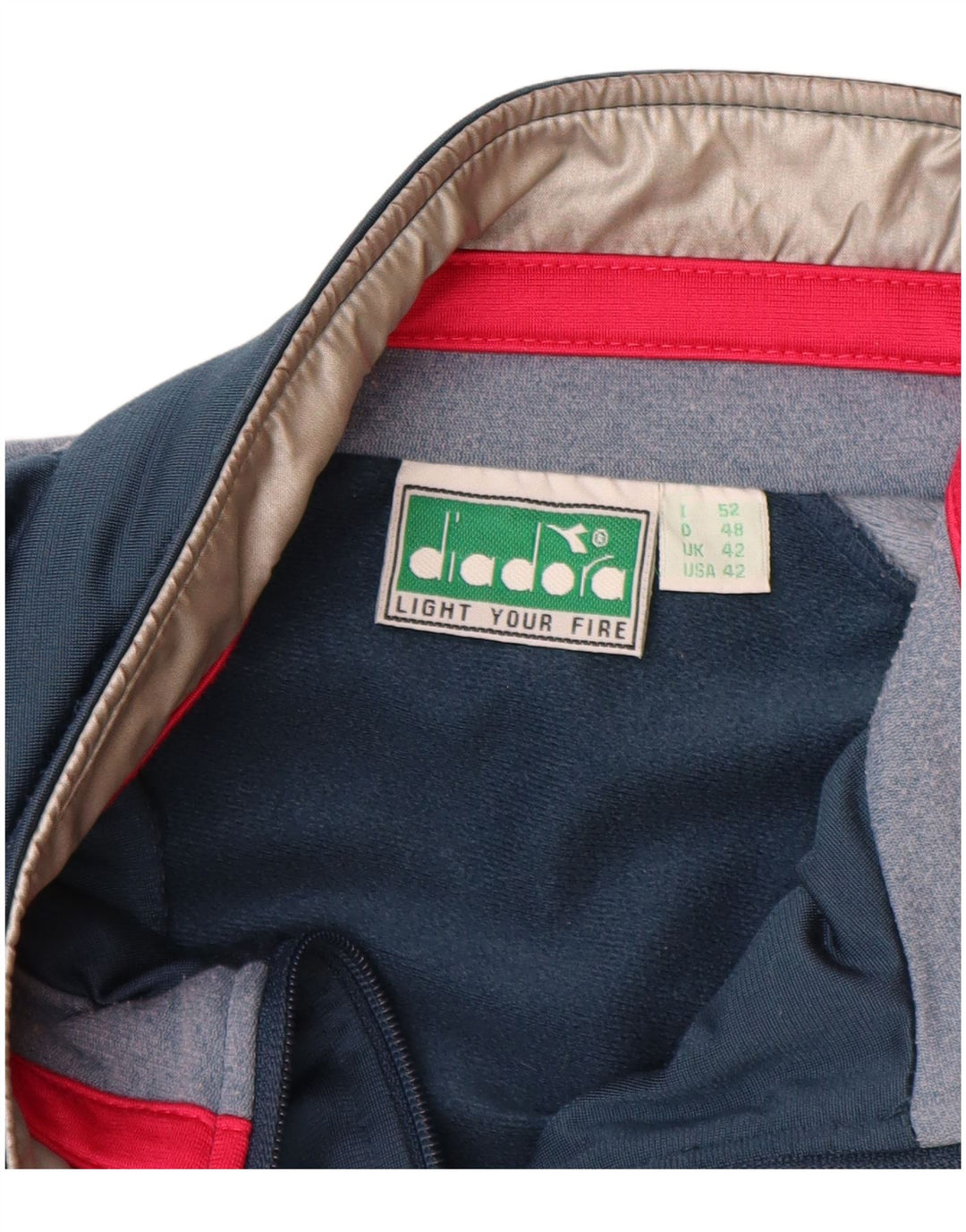 Męska kurtka dresowa DIADORA UK 42, duża, granatowa, z blokami kolorów