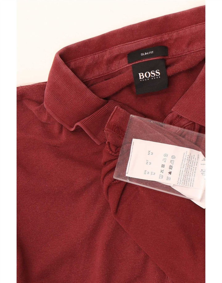 Męska koszulka polo o dopasowanym kroju Hugo Boss, średnia bordowa bawełna
