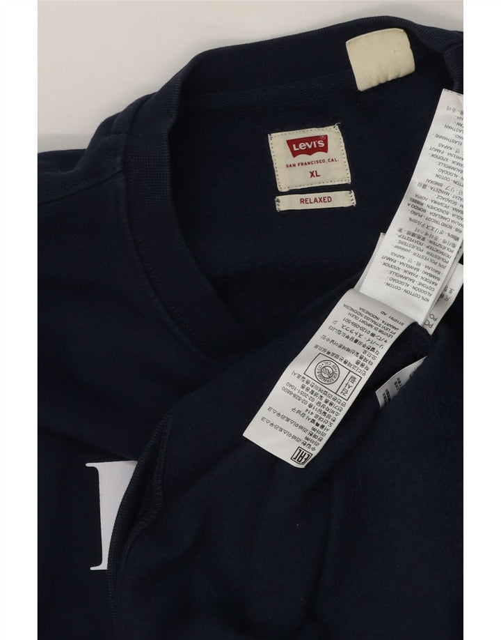 Męska bluza Levi's o swobodnym kroju z grafiką XL, granatowa, bawełniana
