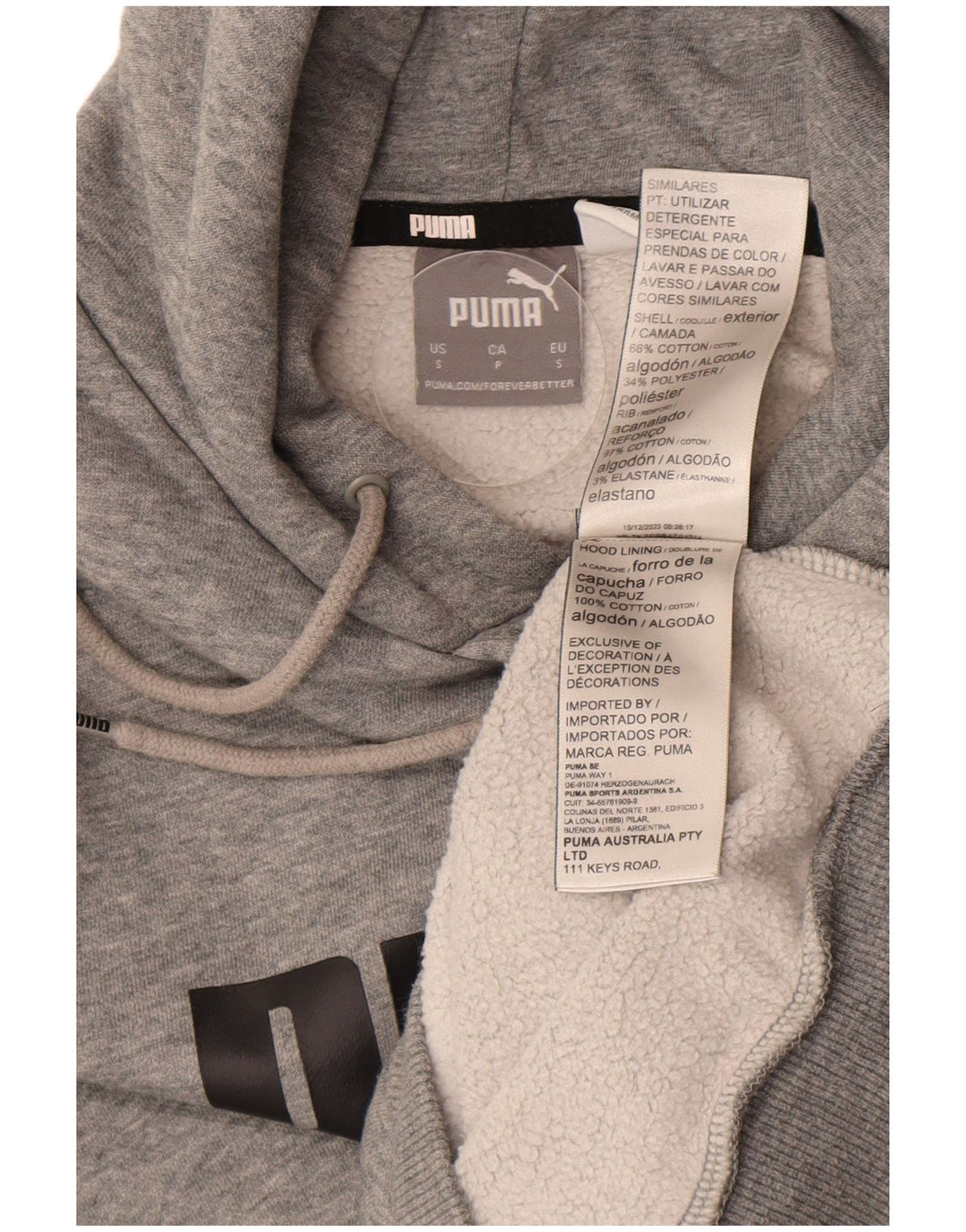 Męski sweter z kapturem Puma z grafiką, mały, szary, bawełniany