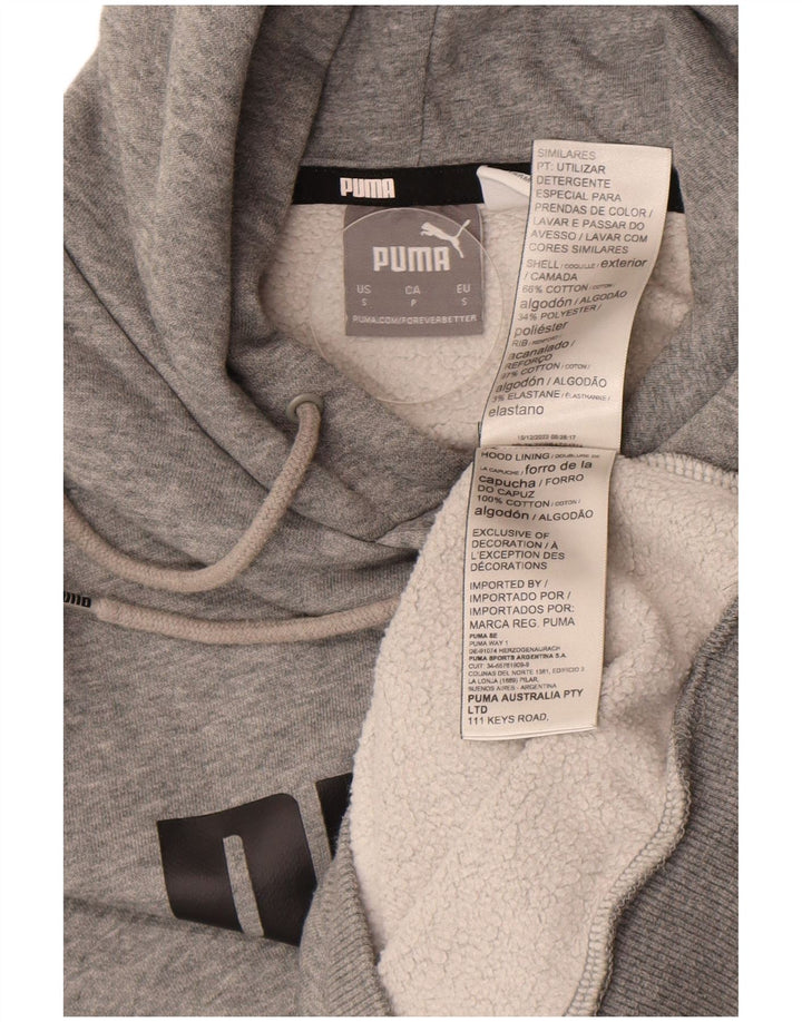 Męski sweter z kapturem Puma z grafiką, mały, szary, bawełniany