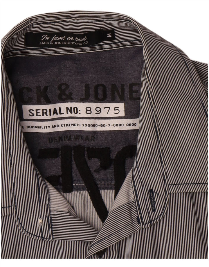 Męska koszula graficzna Jack & Jones, bawełniana w średnie niebieskie prążki
