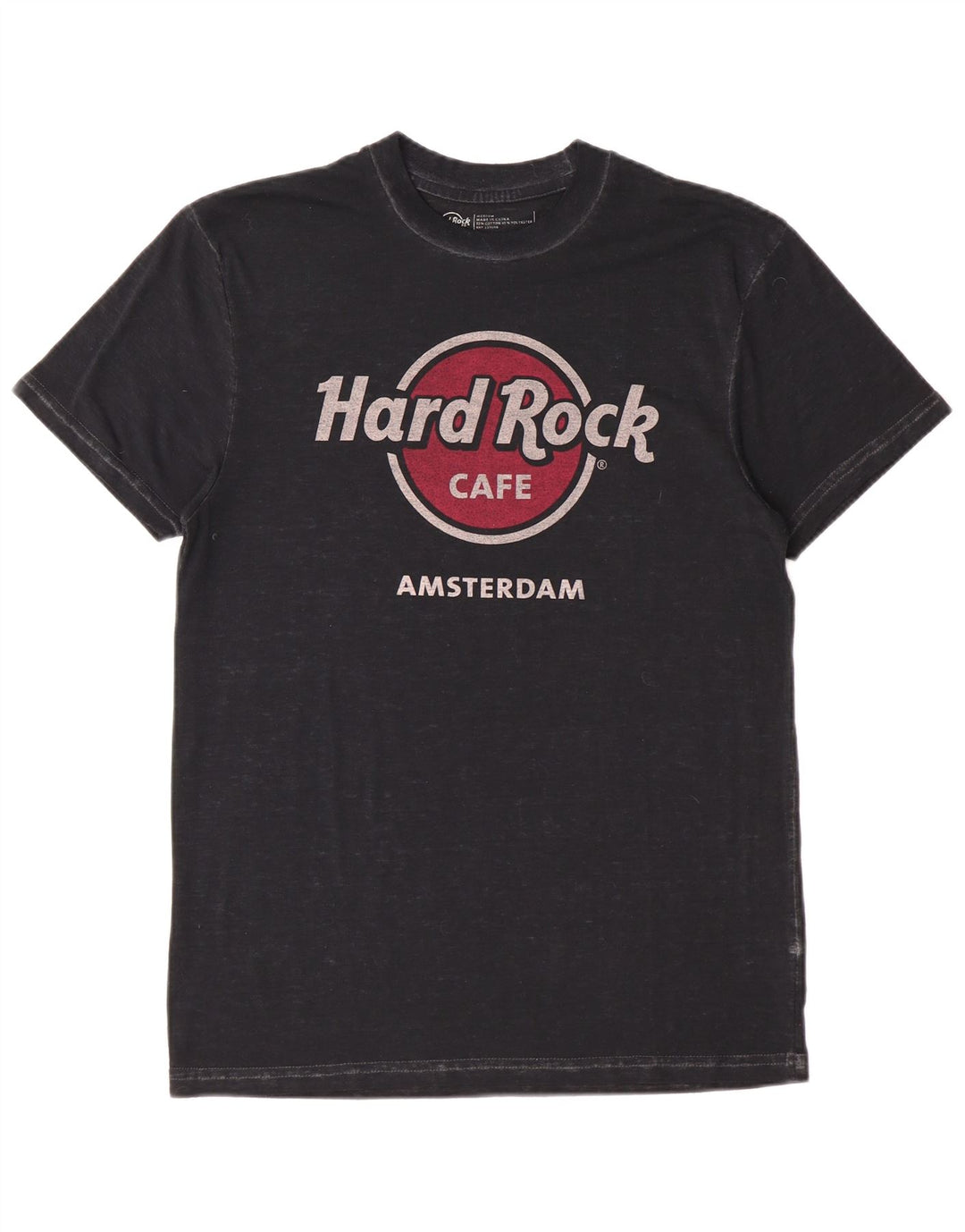 T-shirt męski Hard Rock Cafe Amsterdam z grafiką, średni czarny, bawełniany