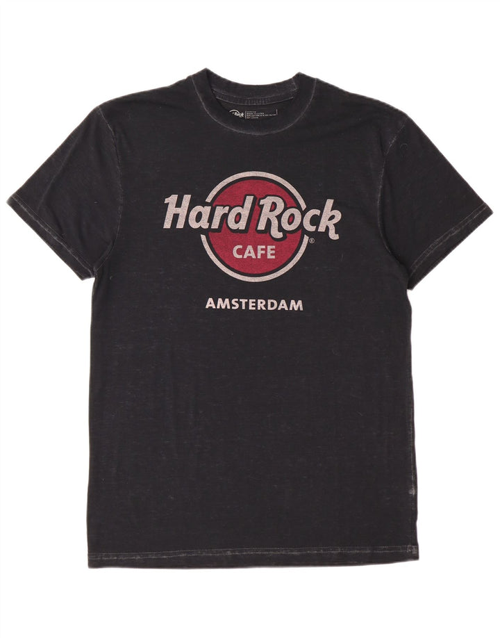 T-shirt męski Hard Rock Cafe Amsterdam z grafiką, średni czarny, bawełniany