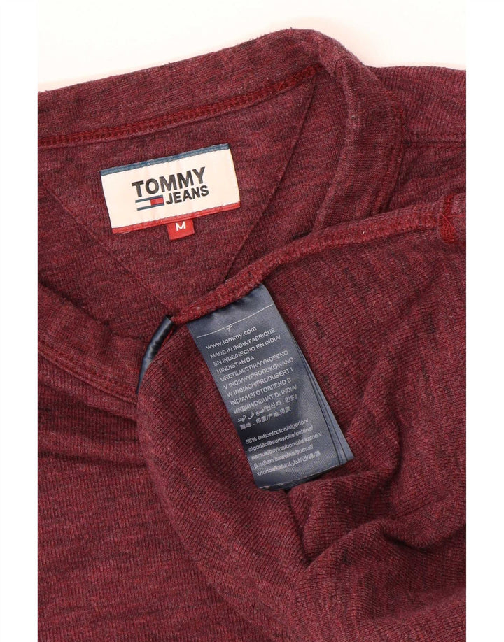 Męski top Tommy Hilfiger z długim rękawem, średniej wielkości bordowy, bawełniany nakrapiany