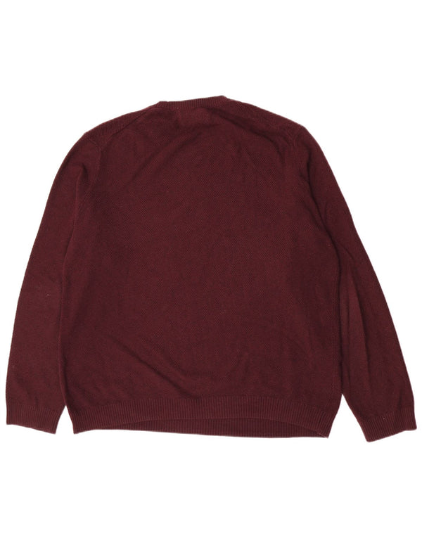 Męski sweter z okrągłym dekoltem John Lewis 2XL, bordowa bawełna