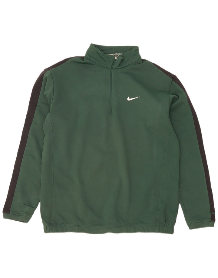 Męski sweter NIKE z zamkiem błyskawicznym, duży, zielony poliester w blokach kolorów