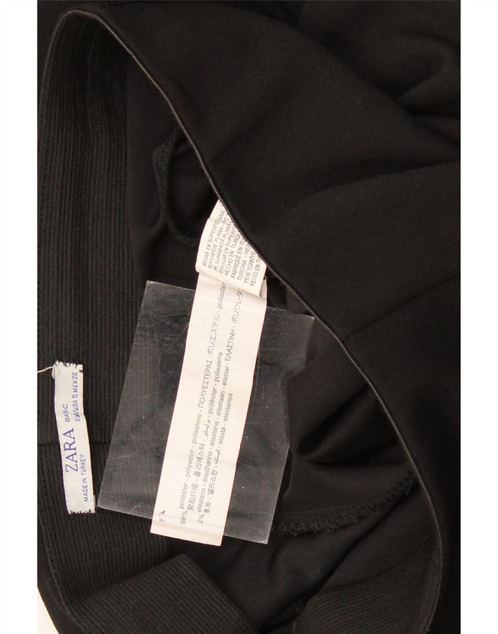 Damskie spodnie capri z szerokimi nogawkami ZARA, małe W26 L20, czarne, poliestrowe