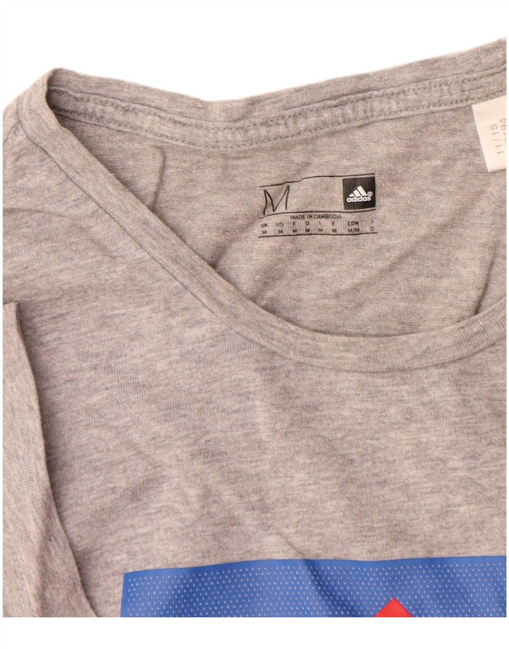 Męska koszulka z grafiką Adidas, średnia, szara, nakrapiana bawełna