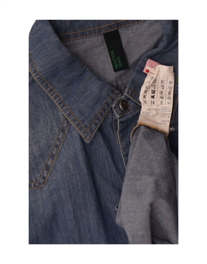 Męska koszula dżinsowa BENETTON XL, niebieska, bawełniana
