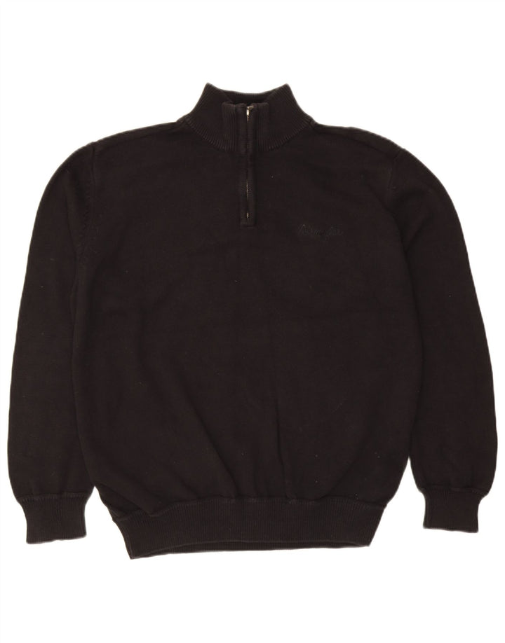 Wrangler Męski sweter z zamkiem błyskawicznym XL, czarny, bawełniany