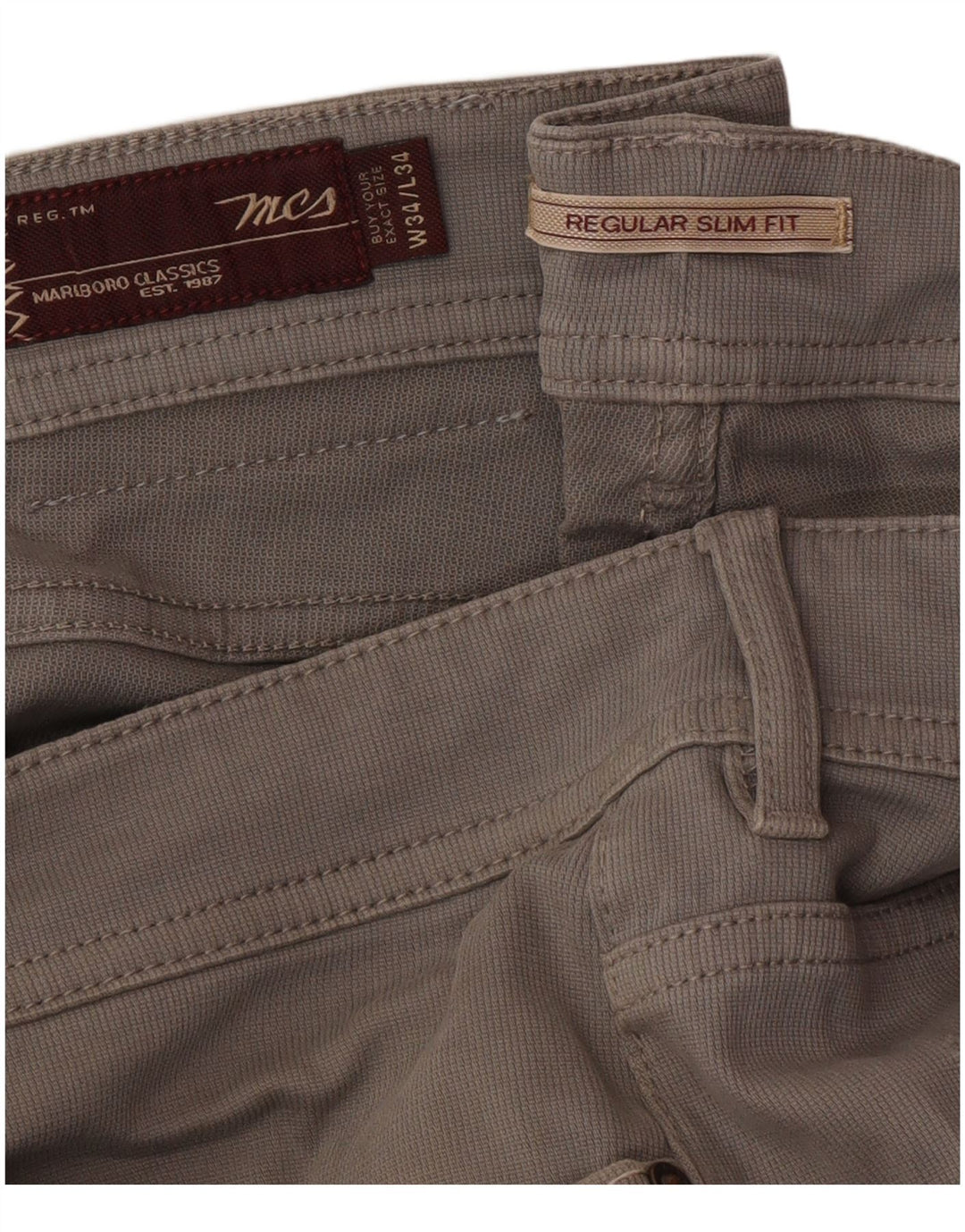 Męskie spodnie codzienne Marlboro Classics Regular Slim Fit W34 L34 Szare