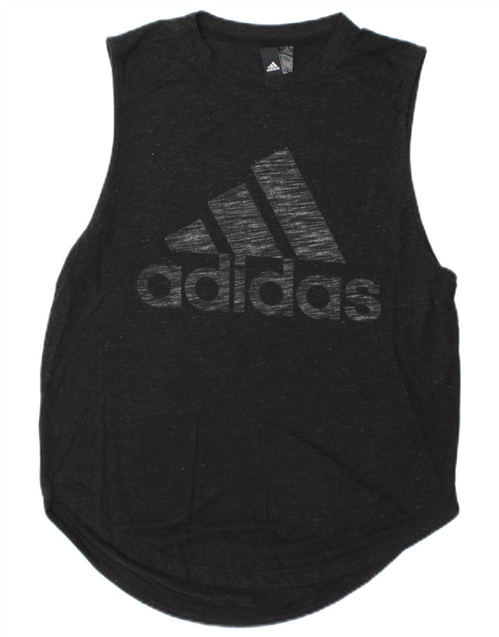 Adidas Męska kamizelka z grafiką, mała, czarna, nakrapiana sztuczny jedwab