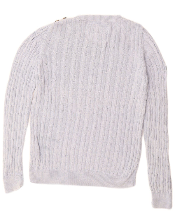 SUPERDRY Damski sweter z dekoltem w łódkę UK 14, duży, niebieski, bawełniany