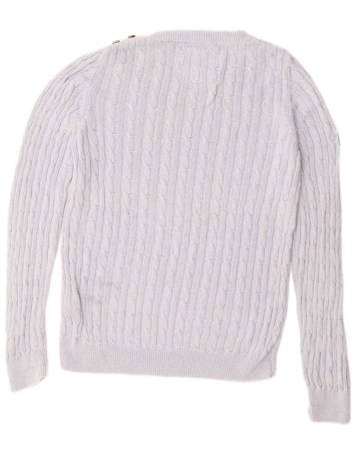 SUPERDRY Damski sweter z dekoltem w łódkę UK 14, duży, niebieski, bawełniany