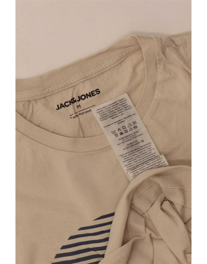 Męski T-shirt z grafiką Jack & Jones, średni, złamanej bieli, bawełniany
