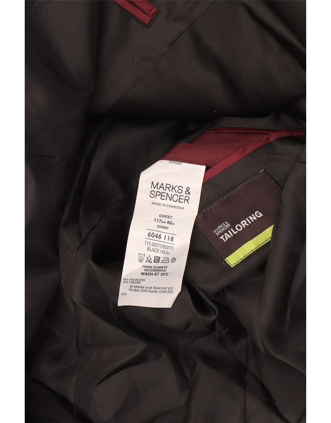 Marks & Spencer Męska krótka marynarka zapinana na 2 guziki UK 40, duża czarna