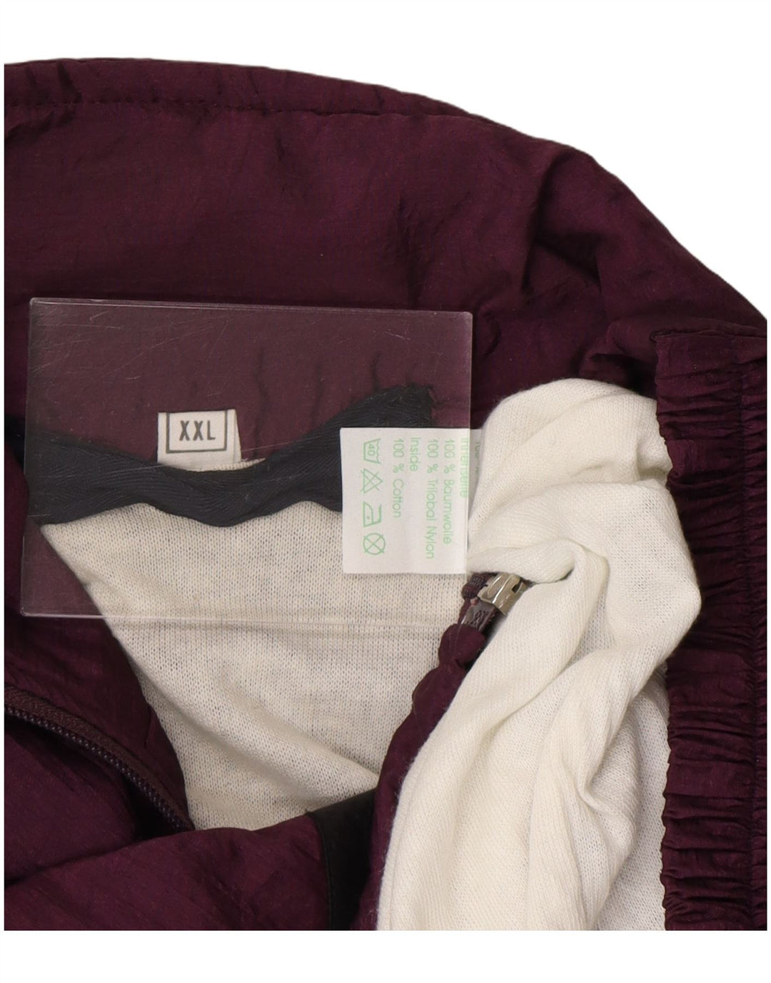 Vintage męska kurtka dresowa 2XL bordowy nylon z blokami kolorów